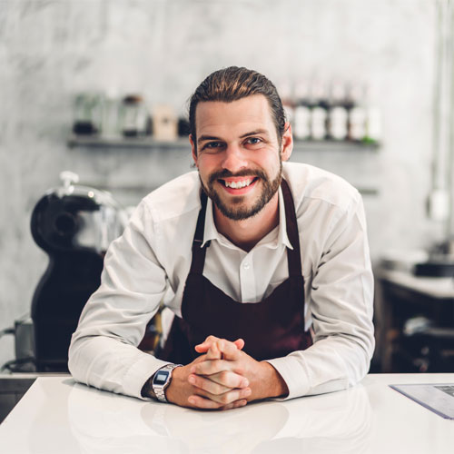 Business owner at desk